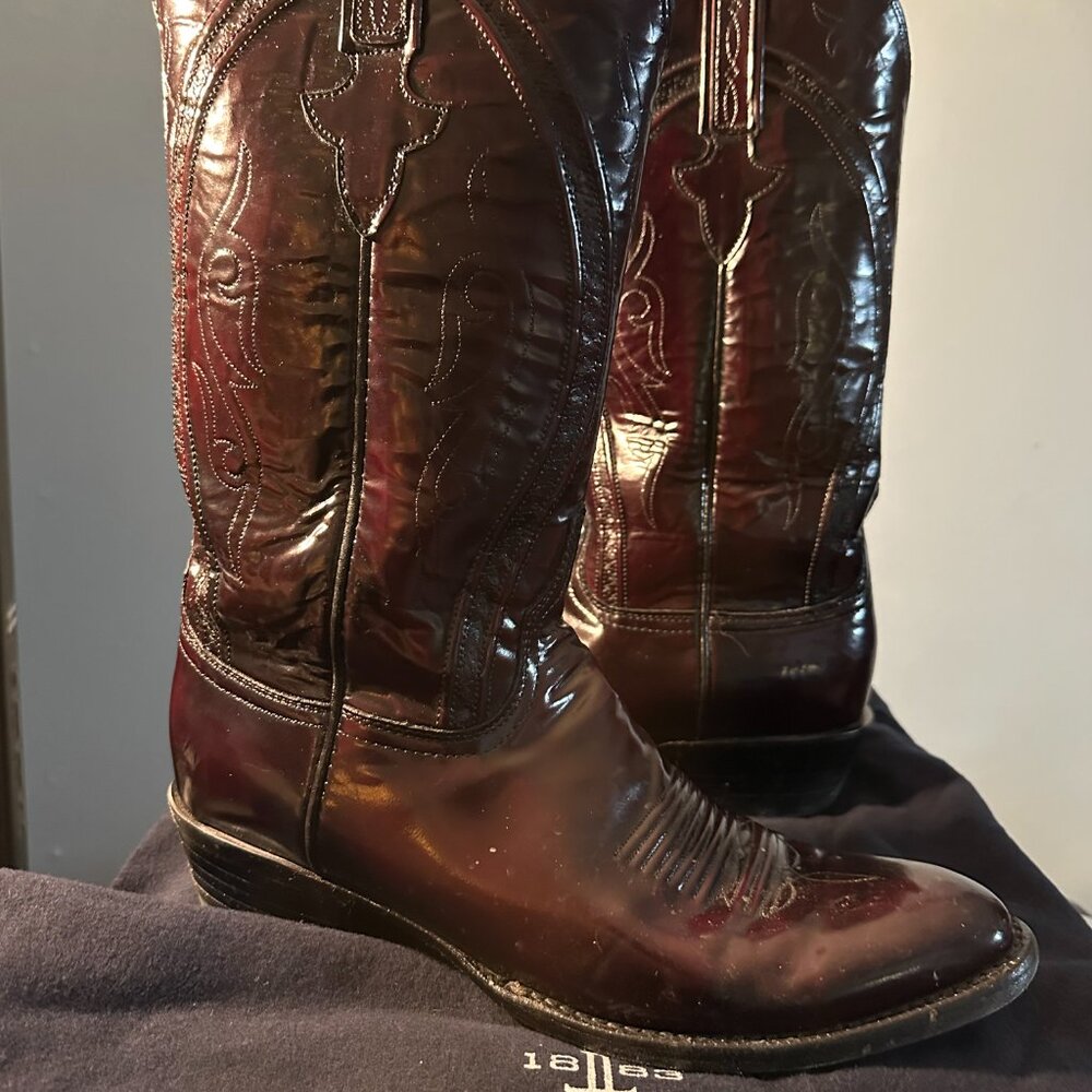 Lucchese Gavin  Goat Black Cherry Cowboy boot, Men size 10.5 - Picture 5 of 7